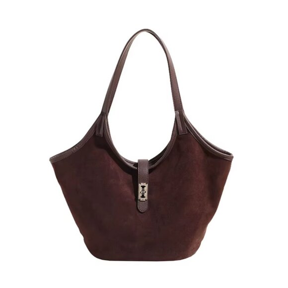 Trendy Retro Suede Bucket Shoulder Bag Hobo Satchel Purse Excellent Condition - Picture 1 of 10